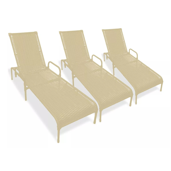 Kit 3 Espreguiçadeiras Catar Com Regulagem Para Piscina, Área