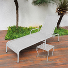 Kit 3 Espreguiçadeiras Catar Para Piscina + 2 Mesas Branco