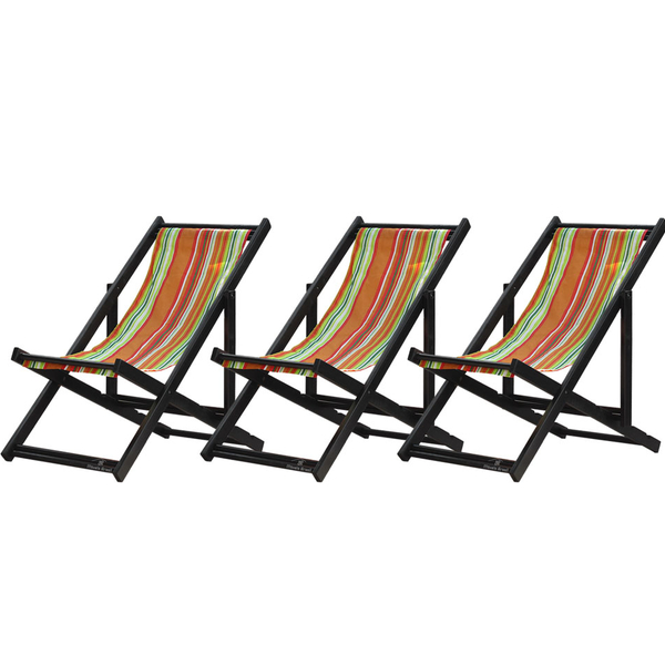 Kit 3 Espreguiçadeiras Dobrável Black Sb-l Laranja
