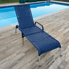 Kit 3 Espreguiçadeiras Madrid Com 2 Mesas P/ Piscina Azul