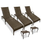 Kit 3 Espreguiçadeiras Para Piscina Catar + 2 Mesas Tabaco