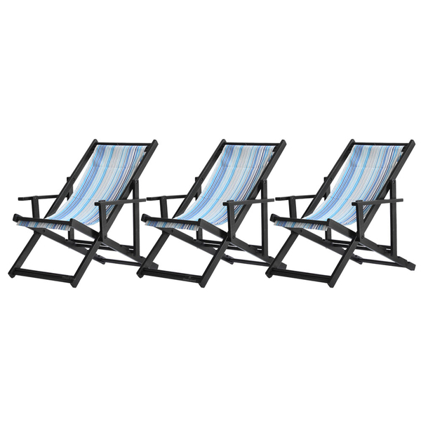 Kit 3 Espreguiçadeiras Preguiçosa Dobrável Envernizada Black