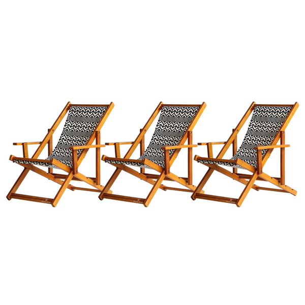 Kit 3 Espreguiçadeiras Preguiçosa Dobrável Envernizada Mel Em