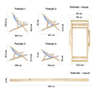 Kit 3 Espreguiçadeiras Preguiçosa Dobrável Envernizada Mel Em