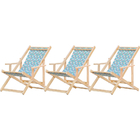 Kit 3 Espreguiçadeiras Preguiçosa Dobrável Madeira Maciça Nat