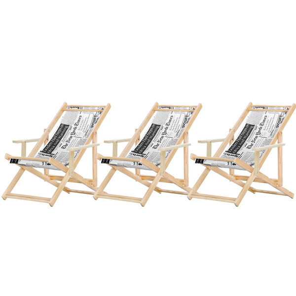 Kit 3 Espreguiçadeiras Preguiçosa Dobrável Madeira Maciça Nat