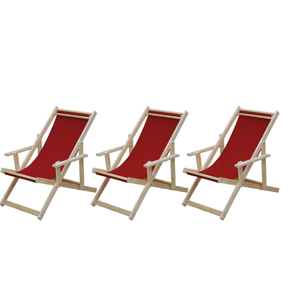 Kit 3 Espreguiçadeiras Preguiçosa Dobrável Madeira Maciça Nat