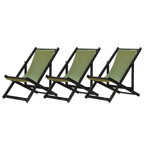 Kit 3 Espreguiçadeiras Preguiçosa Dobrável Sem Braço Black Em