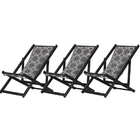 Kit 3 Espreguiçadeiras Preguiçosa Dobrável Sem Braço Black Em