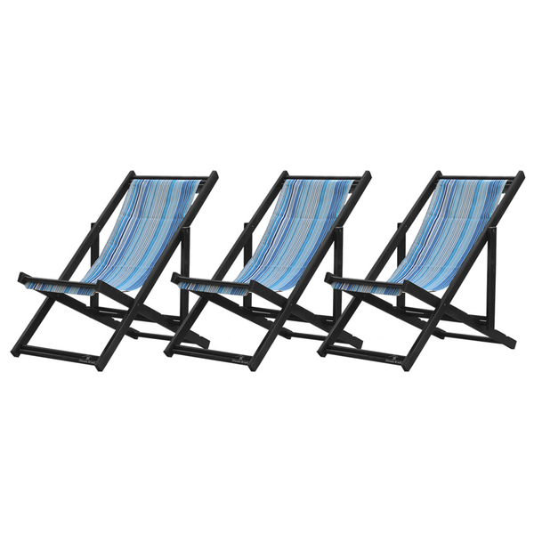 Kit 3 Espreguiçadeiras Preguiçosa Dobrável Sem Braço Black Em