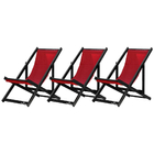 Kit 3 Espreguiçadeiras Preguiçosa Dobrável Sem Braço Black Em