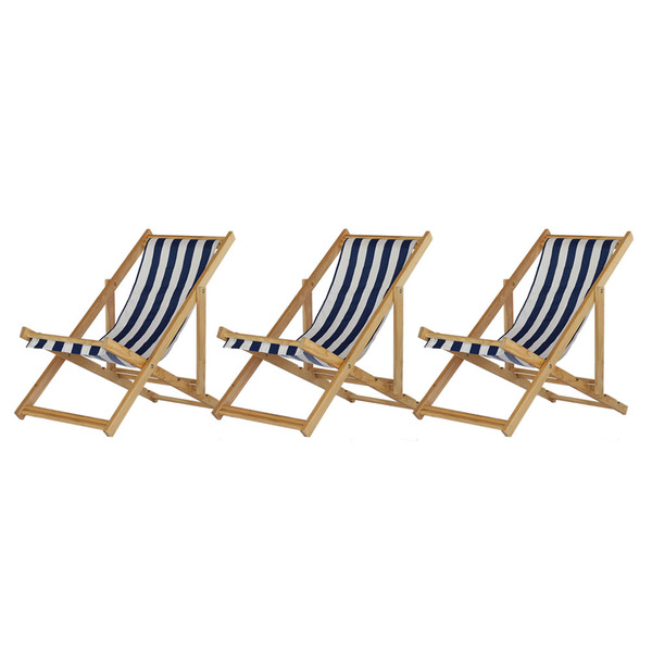 Kit 3 Espreguiçadeiras Preguiçosa Dobrável Sem Braço Natural