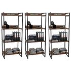 Kit 3 Estantes Estilo Industrial 60cm 4 Prateleiras Nogal