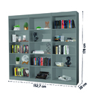 Kit 3 Estantes Livreiro Office Multiuso 12 Prateleiras Cinza