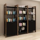 Kit 3 Estantes Para Livros 4 Portas Biblioteca Az Premium Esp