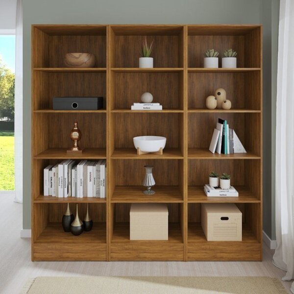 Kit 3 Estantes Para Livros 5 Prateleiras 177cmx156cm Charge E