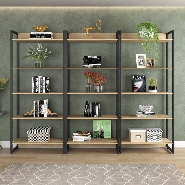 Kit 3 Estantes Para Livros Industrial 5 Prateleiras 187cmx240