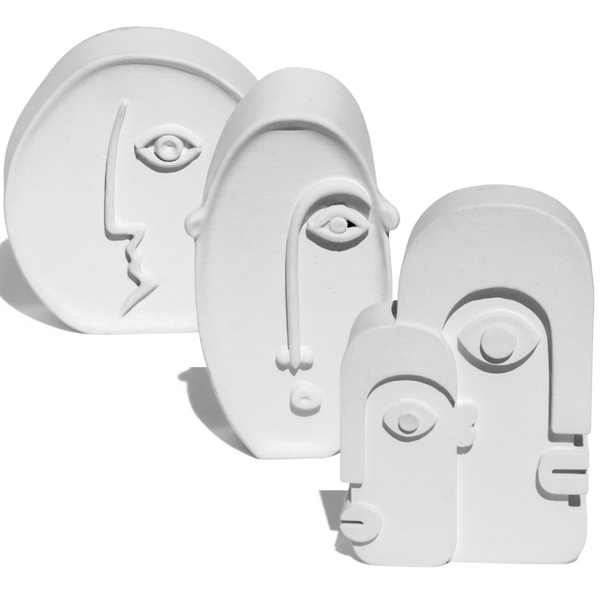 Kit 3 Estátuas Decorativas Nórdicas 10 Cm Em Cimento