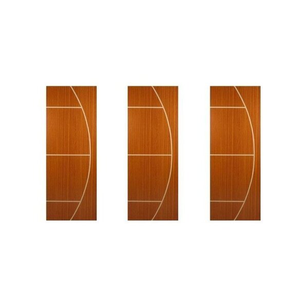 Kit 3 Folhas De Porta Madeira Decorada 210x80cm 3,5cm Mogno M