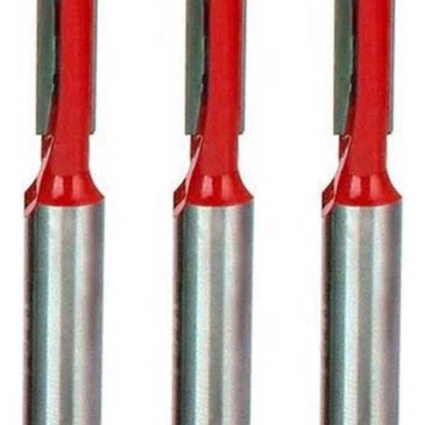 Kit 3 Fresas Retas 8mm Haste 6mm Corte Duplo Madeira Tupia