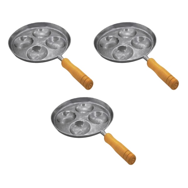 Kit 3 Frigideiras Multi-ovo Frita 4 Ovos Em Alumínio Batido