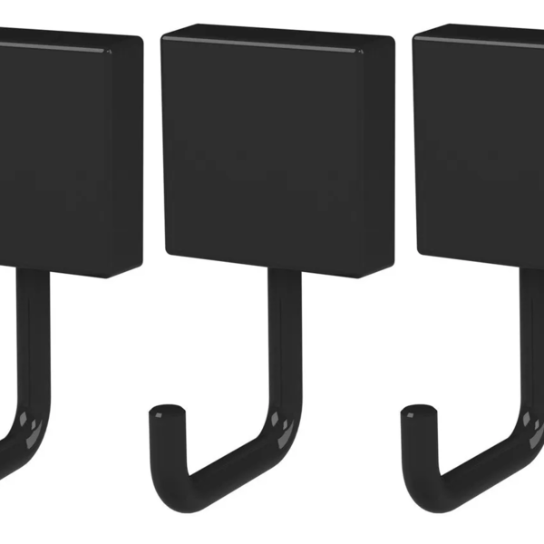 Kit 3 Gancho De Parede Preto Future Metal Toalheiro Banheiro