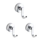 Kit 3 Ganchos Para Banheiro Suporte De Toalha Roupas Cromado