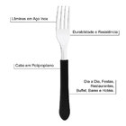 Kit 3 Garfo De Mesa Tramontina Leme Inox Cabo Preto