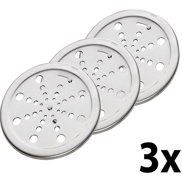 Kit 3 Grelha Redonda Rotativa Aço Inox 15cm Central