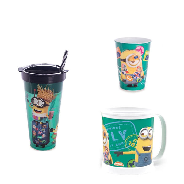 Kit 3 Itens Minions  Copo  Caneca  Copo Com Canudo 2x1