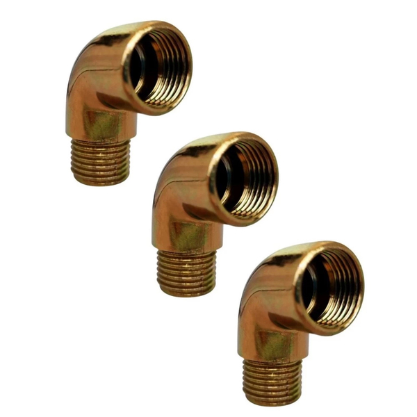 Kit 3 Joelho Cotovelo Curva Metal Dourado Rm X Rf 1/2'' X90°