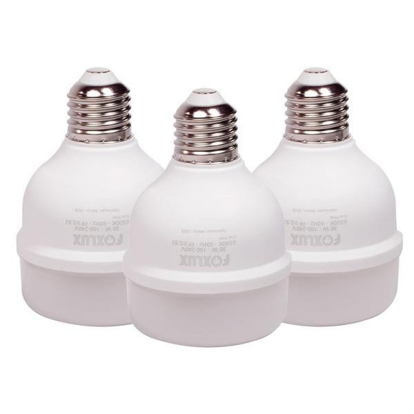 Kit 3 Lâmpada Led 30w Bulbo Alta Potência Biv 6500k Foxlux
