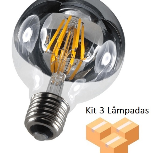 Kit 3 Lâmpadas De Filamento Led G95 Defletora 6w - Gmh