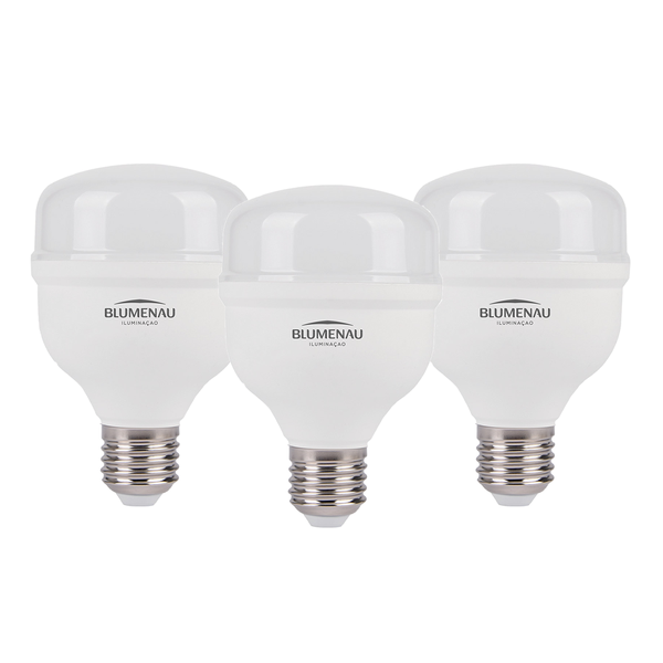 Kit 3 Lâmpadas High Led 40w Bivolt E27 6500k Luz Branca Blume