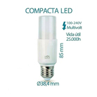 Kit 3 Lâmpadas Led Compacta E27 4,8w 6500k Bivolt