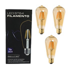 Kit 3 Lâmpadas Led Filamento St64 4w 2200k Retrô Vintage Delis