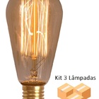 Kit 3 Lâmpadas Retrô Decorativa Vintage Thomas Edison St58 12