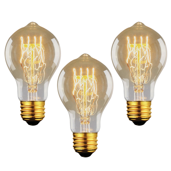 Kit 3 Lâmpadas Retro Vintage A19 Filamento Carbono 110v