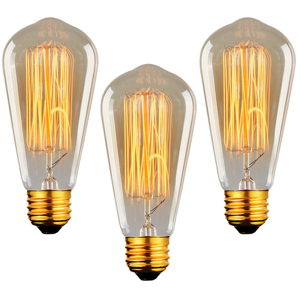 Kit 3 Lâmpadas Retro Vintage St64 Filamento Carbono 220v