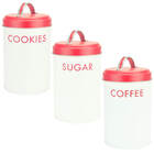 Kit 3 Latas Potes De Metal Minimalista Café Açúcar Biscoito V