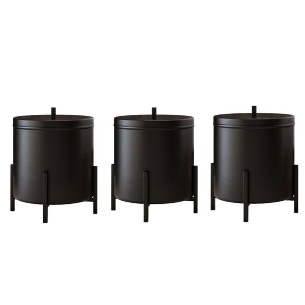 Kit 3 Lixeiras Cesto De Lixo De Banheiro Cozinha Level Preto