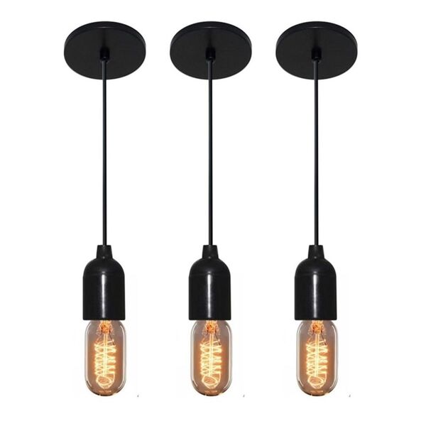 Kit/3 Luminária Lustre Retro Md-4149 Suporte Para Lâmpada / N