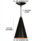 Kit 3 Luminária Pendente Cone Preto Fosco / Cobre