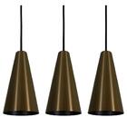 Kit 3 Luminária Pendente Cônico 25x14cm Bronze Bivolt