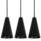 Kit 3 Luminária Pendente Cônico 25x14cm Preto Bivolt