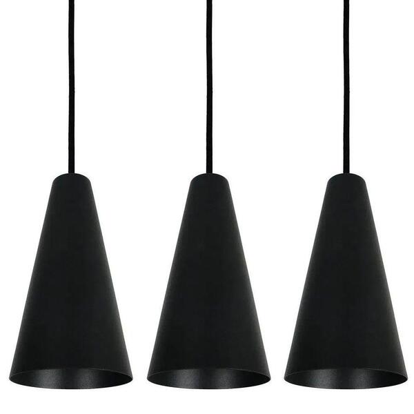 Kit 3 Luminária Pendente Cônico 25x14cm Preto Bivolt
