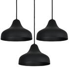 Kit 3 Luminária Pendente Lustre Teto Luxo Moderno Preto 1875