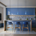 Kit 3 Luminária Pendente Mini Pequim 24cm Balcão Bancada Azul