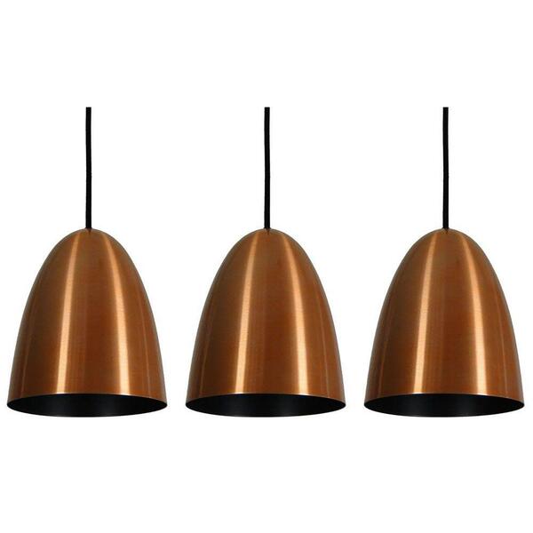 Kit 3 Luminária Pendente Oval 24x18.5cm Cobre Bivolt