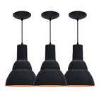 Kit 3 Luminária Pendente Refletor Prv Preto Fosco / Cobre